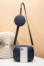 Crossbody Chevron Coin - Navy Blue - Image 3